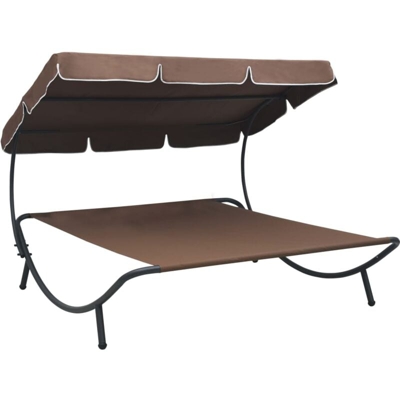 Lettino Prendisole con Baldacchino Marrone - Marrone - Vidaxl