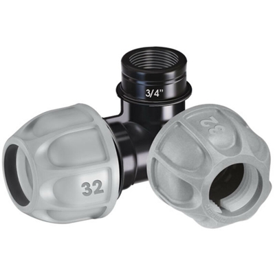 CLABER 90426 Gomito 32 mm filetto 3/4' F POLIETILENE