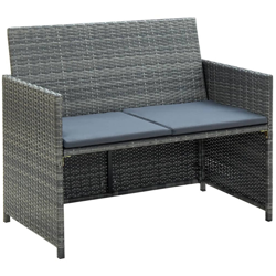 Asupermall - Divano da Giardino a 2 Posti con Cuscini Grigio in Polyrattan características