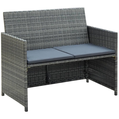 Asupermall - Divano da Giardino a 2 Posti con Cuscini Grigio in Polyrattan