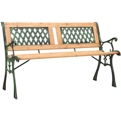 Panchina da Giardino 122 cm in Ghisa e Legno Massello di Abete - Marrone - Vidaxl en oferta