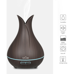 Aromaterapia Tomshine ultrasonico dell'aroma dell'olio essenziale diffusore 400ML Mist umidificatore Grana del legno BPA dimmerabile lampada di notte características