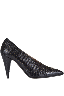 Reptile print leather pumps