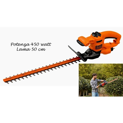 Bricoshop24 - BlackeDecker Tagliasiepi Motore Elettrico 450 w Lama 50cm Potatore Professionale