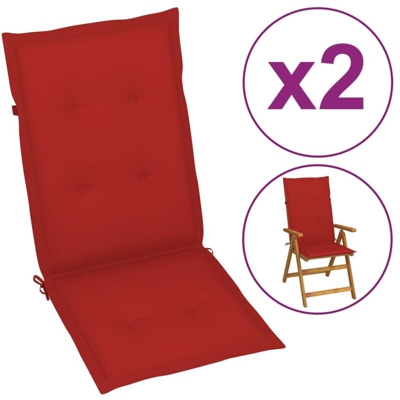 vidaXL Cuscini per Sedie da Giardino 2 pz Rossi 120x50x4 cm - Rosso