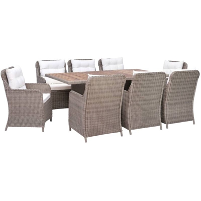 YOUTHUP Set da Pranzo da Giardino 7 pz con Cuscini in Polyrattan Marrone - Marrone