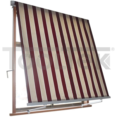 Tenda da Sole a Caduta Braccetti Avvolgibile Alluminio Balcone Milos Colore: Beige/Bordeaux - Formato: 2.5 x 2.5 mt - Verdelook