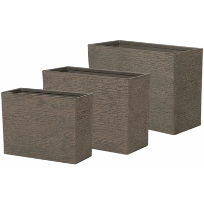 Set di 3 vasi rettangolari per interno ed esterno marrone scuro EDESSA