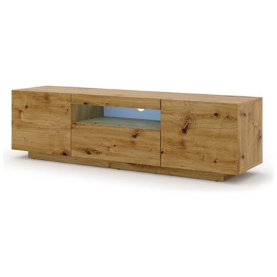 Lowboard Aura - Armadio Per Tv Da 150 Cm, Da Appendere O In Piedi, Universale, Per Tv, Credenza, Hifi (artisan Rovere Con Led)