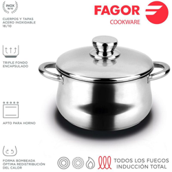 Pentola silverinox in acciaio inox + coperchio ø20cm acciaio inox 18/10 fagor precio