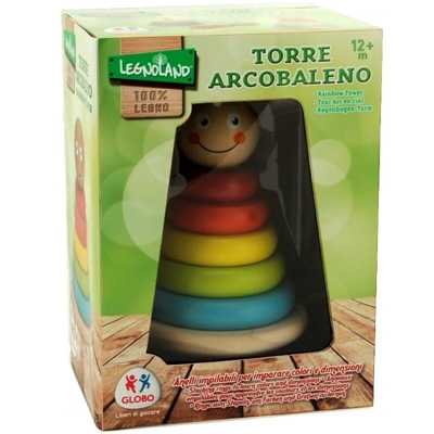 LEGNOLAND TORRE ANELLI IN LEGNO CON 5 ANELLI - Globo
