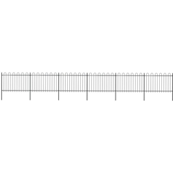 Recinzione da Giardino Punta Tonda in Acciaio 10,2x1,2m Nera - Nero - Youthup precio