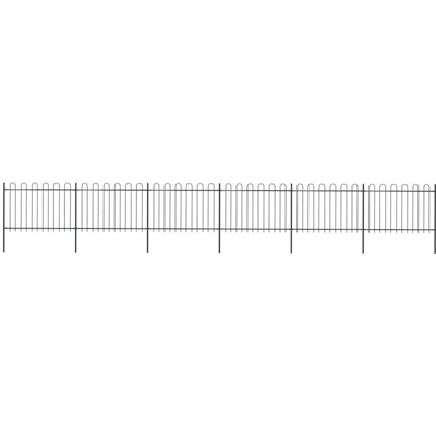 Recinzione da Giardino Punta Tonda in Acciaio 10,2x1,2m Nera - Nero - Youthup