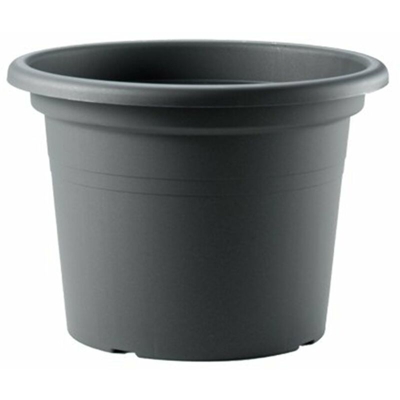 Vaso tondo in resina cilindro basic colorato per giardino piante e fiori -DIAM 25 X H 17.7 cm / Antracite