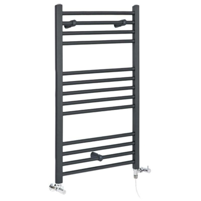 Hudson Reed Artle Scaldasalviette Misto Piatto Moderno - Termoarredo Bagno a Scaletta Antracite - Design Elettrico & Idraulico - 486W - 1000 x 500mm