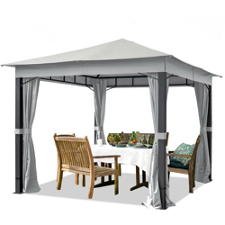 Gazebo da Giardino 3x3 m ALU PREMIUM con copertura del tetto impermeabile ca. 220 g/m² - 4 pareti laterali grigio chiaro - profilo da ca. 9x9cm características