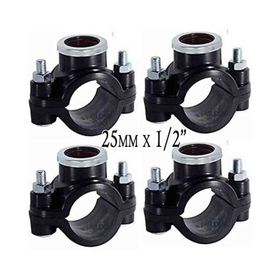 Confezione 4 x COLLARE IRRIGAZIONE 25MM x 1/2' . Utilizzato per l'installazione di elementi di irrigazione come irrigatori, dif