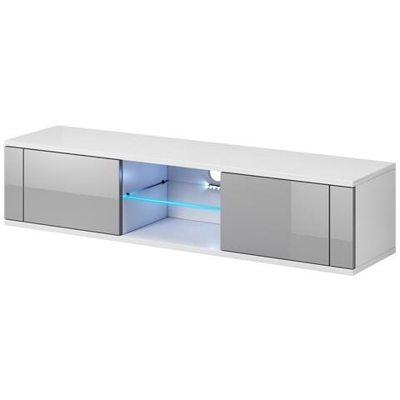 Mobile Tv Led Lilak Rtv. Rtv. Mobile Porta Tv Con Mensola E Illuminazione A Led. Colore: Bianco / grigio Lucido