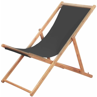 YOUTHUP Sdraio da Spiaggia Pieghevole in Tessuto e Telaio Legno Grigio - Grigio