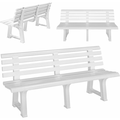 Panca da giardino Orchidea 145 cm plastica 3 posti panchina cassapanca bianco - Casaria