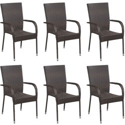 YOUTHUP Sedie da Esterno Impilabili 6 pz in Polyrattan Marrone - Marrone características