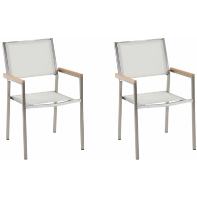 Set da giardino 2 sedie in acciaio inox bianco GROSSETO