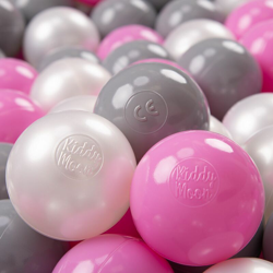 KiddyMoon 100 ? 7CM Palline Morbide Colorate Per Piscina Bambini Fatto In EU, Perla/Grigio/Rosa - perla/grigio/rosa precio