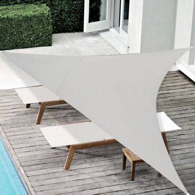 Tenda a Vela Parasole Oscurante Protezione Raggi UV e Vento Impermeabile Triangolare 4m x 4m x 4m Grigio Chiaro
