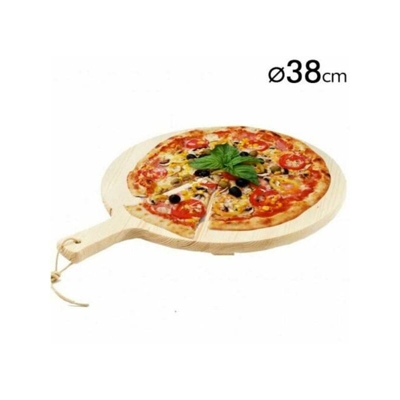 Tagliere Per Pizza Rotondo 38 Cm In Legno Di Abete Con Manico Affettati Cucina