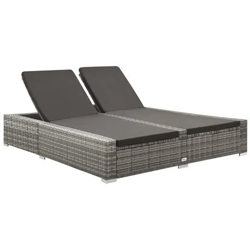 Lettino Prendisole Doppio In Polyrattan Grigio en oferta