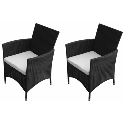 Asupermall - Sedie da Giardino 2 pz in Polyrattan Nere