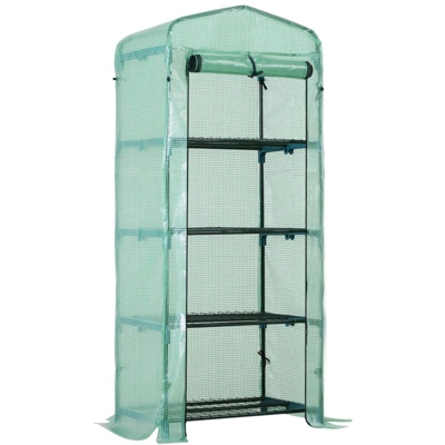 Outsunny Serra da Giardino per Piante con 4 Ripiani in PE, 70x50x160cm, Verde