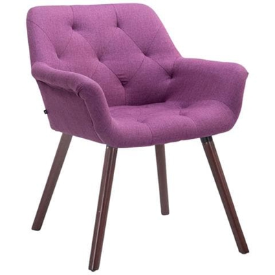 Sedia Attesa Cassidy in Tessuto E Legno | Poltroncina Imbottita Conferenze, con Braccioli, Alt. Seduta 45 cm I Carico Max 150KG Viola Telaio: Noce (Rovere)