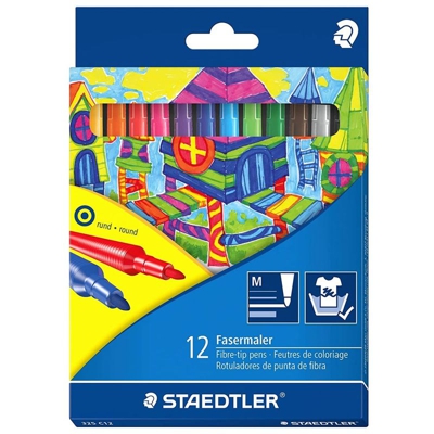 Confezione 12 Pennarelli Colorati Staedtler Scuola Disegno Bambini Punta Sottile