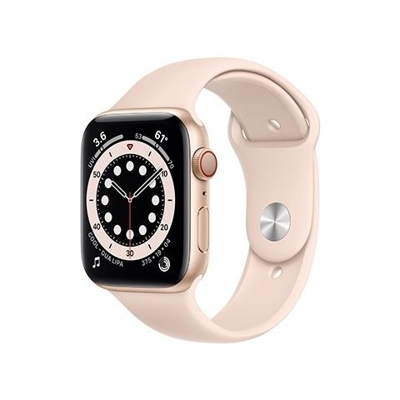 Watch 6 44mm Impermeabile 5ATM GPS + Cellular WiFi / Bluetooth con Cassa in alluminio Oro e Cinturino Sport Regular Rosa sabbia