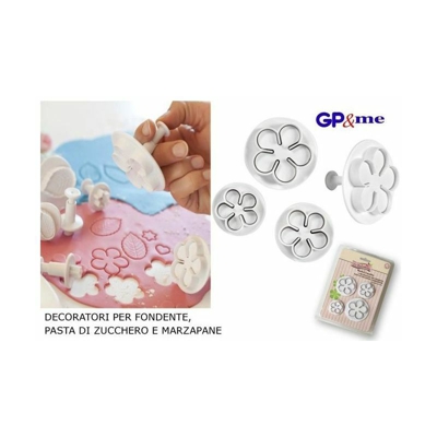 Tagliamarzapane Dolcetteria con Molla 4 Pezzi Fiore - Gp&me