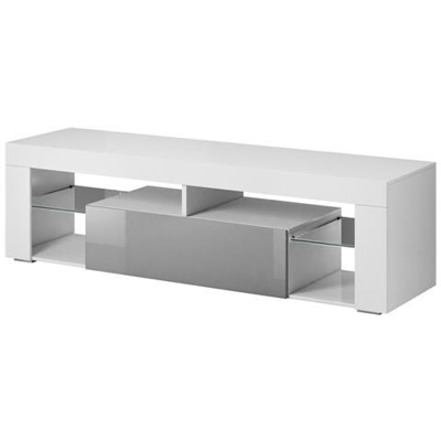 Mobile Tv Moderno Brodia 2 Bianco / grigio Lucido 140cm