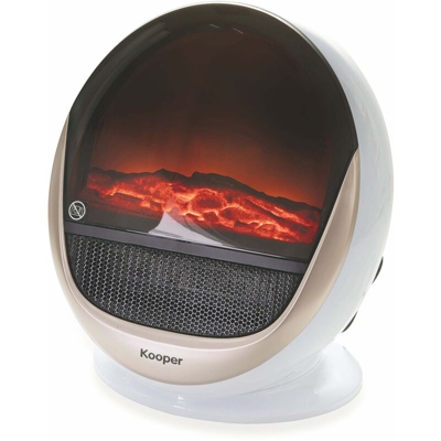 Termoventilatore Effetto Camino Con Controllo Della Fiamma Bianco/Oro 1500W - Ovetto Kooper