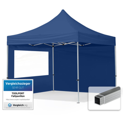 Gazebo Pieghevole Giardino 3x3m - 2 laterali Alluminio Telo PES300 100% Impermeabile Padiglione Mercati Sagre blu en oferta