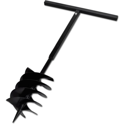 vidaXL Trapano da Terra in Acciaio con Manico Auger 200 mm Tre Spirali Nero