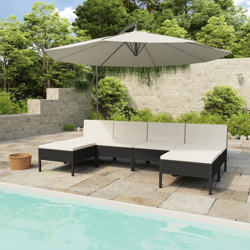 Set Divani da Giardino 6 pz con Cuscini in Polyrattan Nero - Nero - Youthup en oferta