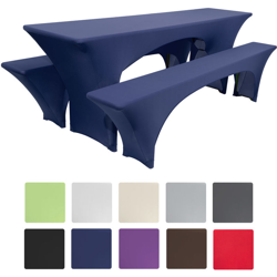 Beautissu - Set da 3 fodere elastiche Victoria, per panche e tavoli da birreria, picnic o catering, di Blu, 220x70x70 cm precio
