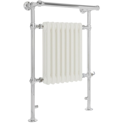 Hudson Reed Elizabeth Scaldasalviette Tradizionale Elettrico di Design Verticale - Termoarredo Bagno Classico - Acciaio Bianco e Cromato - 600W - 930