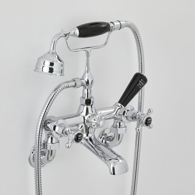 Hudson Reed Elizabeth Rubinetto Miscelatore Tradizionale da Parete per Vasche da Bagno - Design a Croce Vittoriano in Ottone - Finitura Cromata con