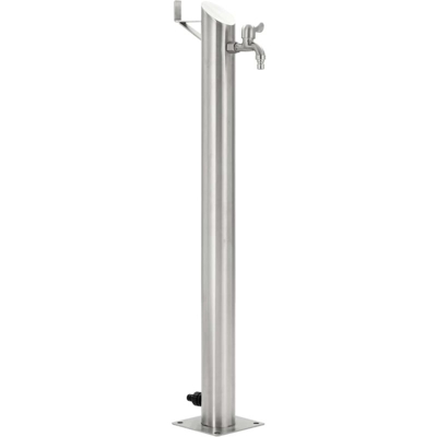 Fontanella a Colonna in Acciaio Inossidabile Rotonda 95 cm - Argento - Youthup