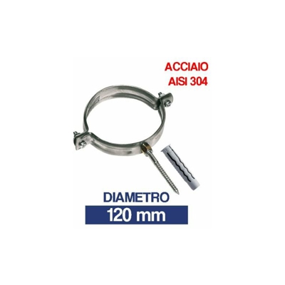 Marca - COLLARE FASCETTA MURALE PER TUBO CANNA FUMARIA ACCIAIO INOX (23065V) 120 (18319)