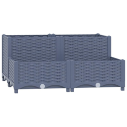Fioriera Rialzata 80x80x38 cm in Polipropilene - Grigio - Vidaxl en oferta