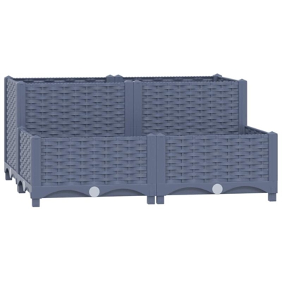 Fioriera Rialzata 80x80x38 cm in Polipropilene - Grigio - Vidaxl