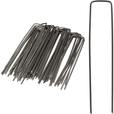 Relaxdays - Picchetti per il Terreno, Set da 50, Estremità Smussate, Telo Antiradice, L: 15 cm, Ø: 3 mm, Acciaio, Argento
