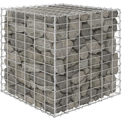Gabbione Letto Rialzato a Cubo in Filo di Acciaio 60x60x60 cm - Argento - Vidaxl